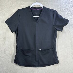 Fabletics ION Scrub Top Womens XS Black V-Neck TS2500509-11885-35400